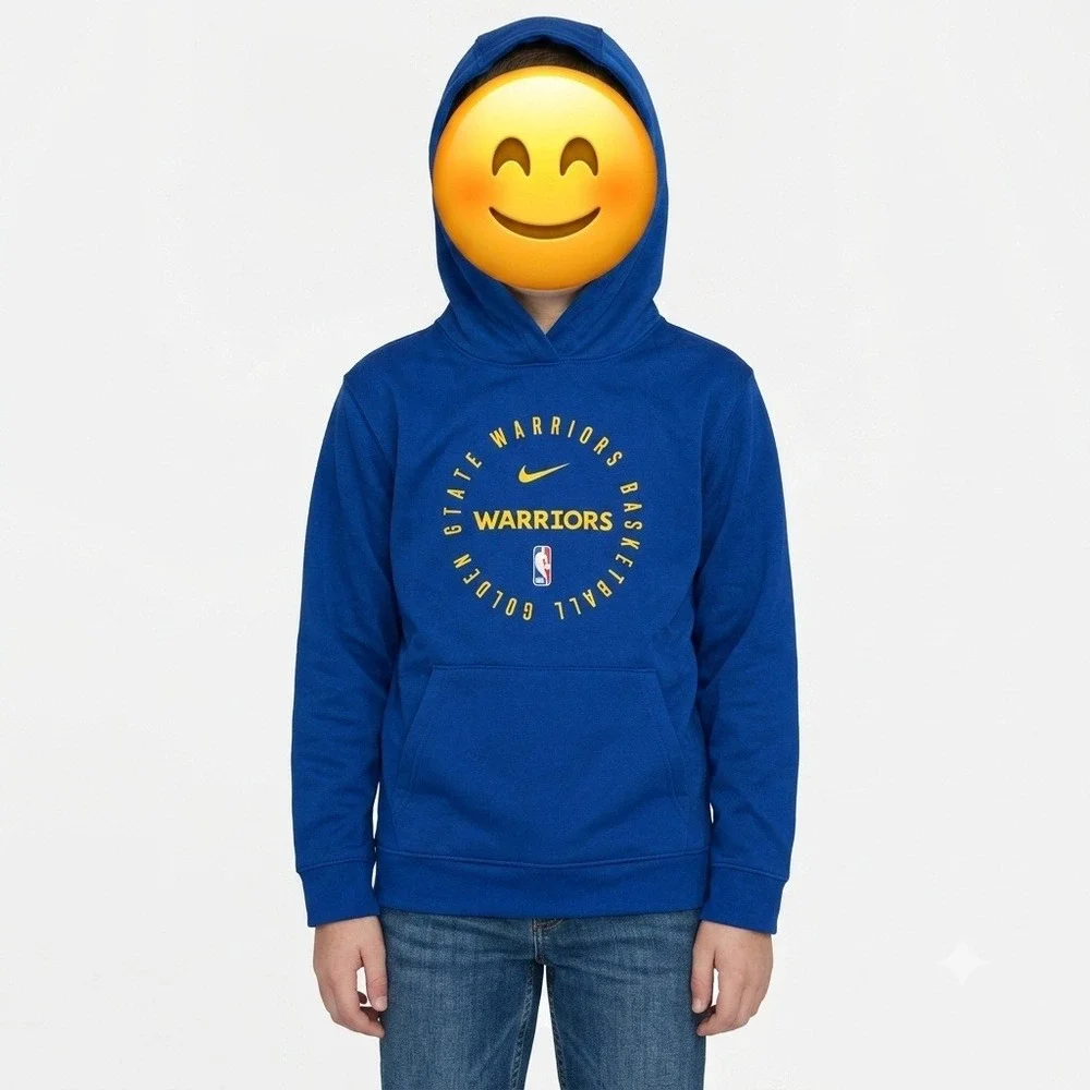 Nike Golden State Warriors Hoodie Kids Large 14-16 Blue Spotlight Pullover *NEW*